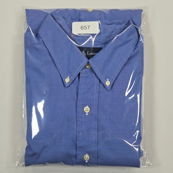 Ralph Lauren Classic Fit Oxford Button Down Shirt Mens Size 17 36/37 Blue Cotton - Picture 9 of 9